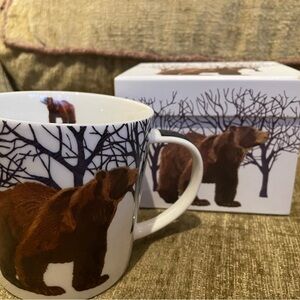 NEW Two Can Art BEAR Coffee Mug Bear in Winter Forest Woodland Wild Creatures